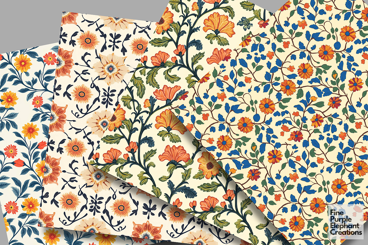 Ornamental Floral Marigold Damask, a Pattern Graphic by Fine Purple Elephant (Photo 2 of 5)