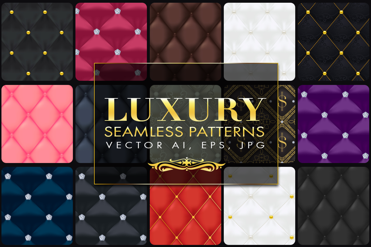 15 Luxury Quilted Seamless Patterns, a Pattern Graphic by pixaroma (Photo 1 of 5)