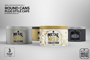 Round Cans Plug Metal Cap Mockup