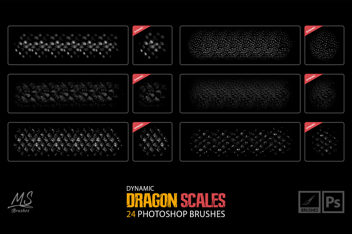 Dragon Scales Photoshop Brushes, a Brush Add-On by Mohamed Saber (Photo 3 of 6)