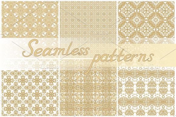 Golden laced seamless patterns preview 2