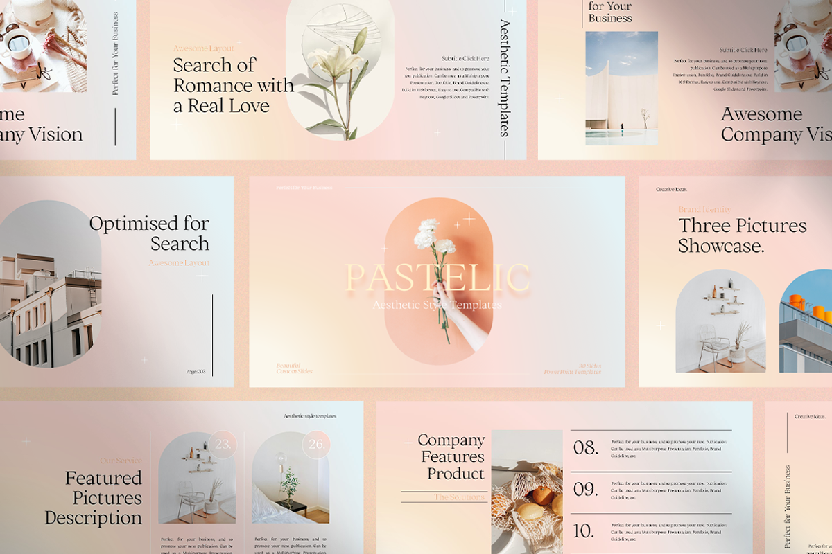PASTELIC Powerpoint Templates, a Presentation Template by Cotbada_studio (Photo 1 of 11)