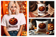 Happy Halloween Pumpkin Face Clipart, a Seasonal Illustration by Creative Arslan (Thumbnail 2 of 3)
