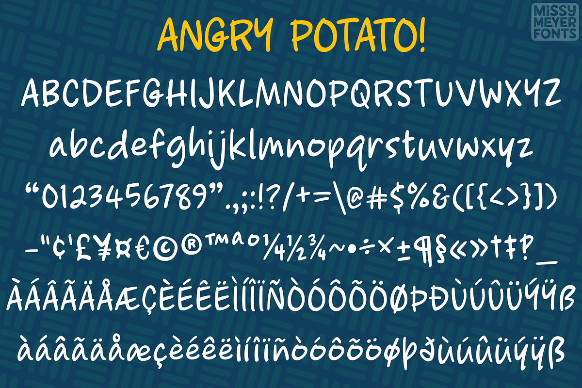 Angry Potato: fun handwriting font!, a Handwritten Font by Missy Meyer (Photo 3 of 8)