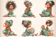 Boho Floral Summer Girls Clipart, an Illustration by Digital Artistic99 (Thumbnail 2 of 11)