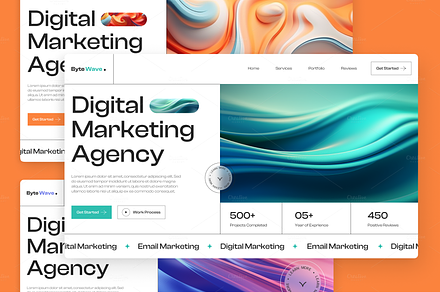 ByteWave-Digital Agency Hero Section, an UI Kit Template by nwdigitalstore