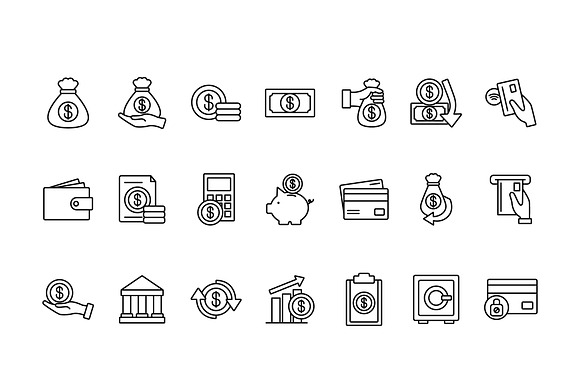Money And Finance Line Icons preview 2