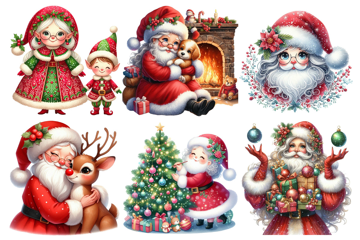 Cute Christmas Mrs Santa Claus PNG, an Illustration by Pixels.Craft (Photo 3 of 7)