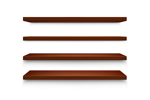 Realistic wooden shelves. Empty, an Object Illustration by Frogella