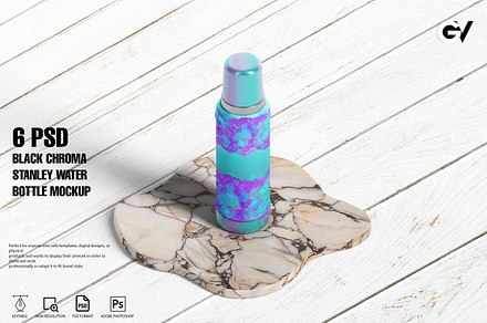 1.0 QT Black Chroma Bottle Mockup