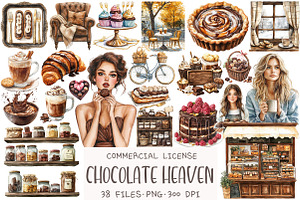 Watercolor Chocolate Heaven Clipart, an Illustration by OK Design