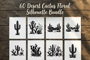 60 Desert Cactus Floral Silhouette