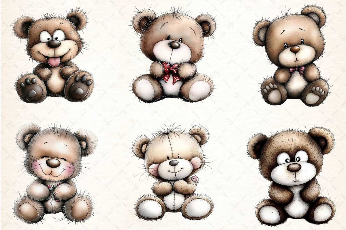 Cute Teddy Bear Emotions Clipart, an Illustration by DreamCafeArt (Photo 5 of 8)