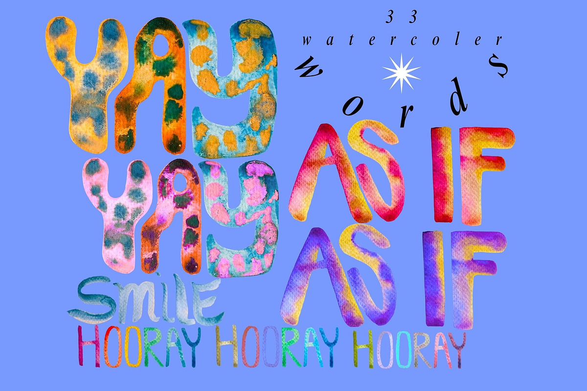 Watercolor Words Clip Art Words, a Decorative Illustration by Eryn Rose Design (Photo 2 of 13)