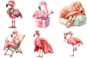 Quirky Flamingo Clipart, an Illustration by Watercolor design (Thumbnail 4 of 4)