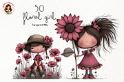 Floral Girl PNG Clipart Watercolor, a Seasonal Illustration by Nicolle's Colorful Art (Thumbnail 1 of 5)