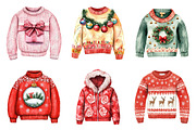 Watercolor Christmas Sweater Clipart, an Illustration by Daily.Designs (Thumbnail 3 of 5)