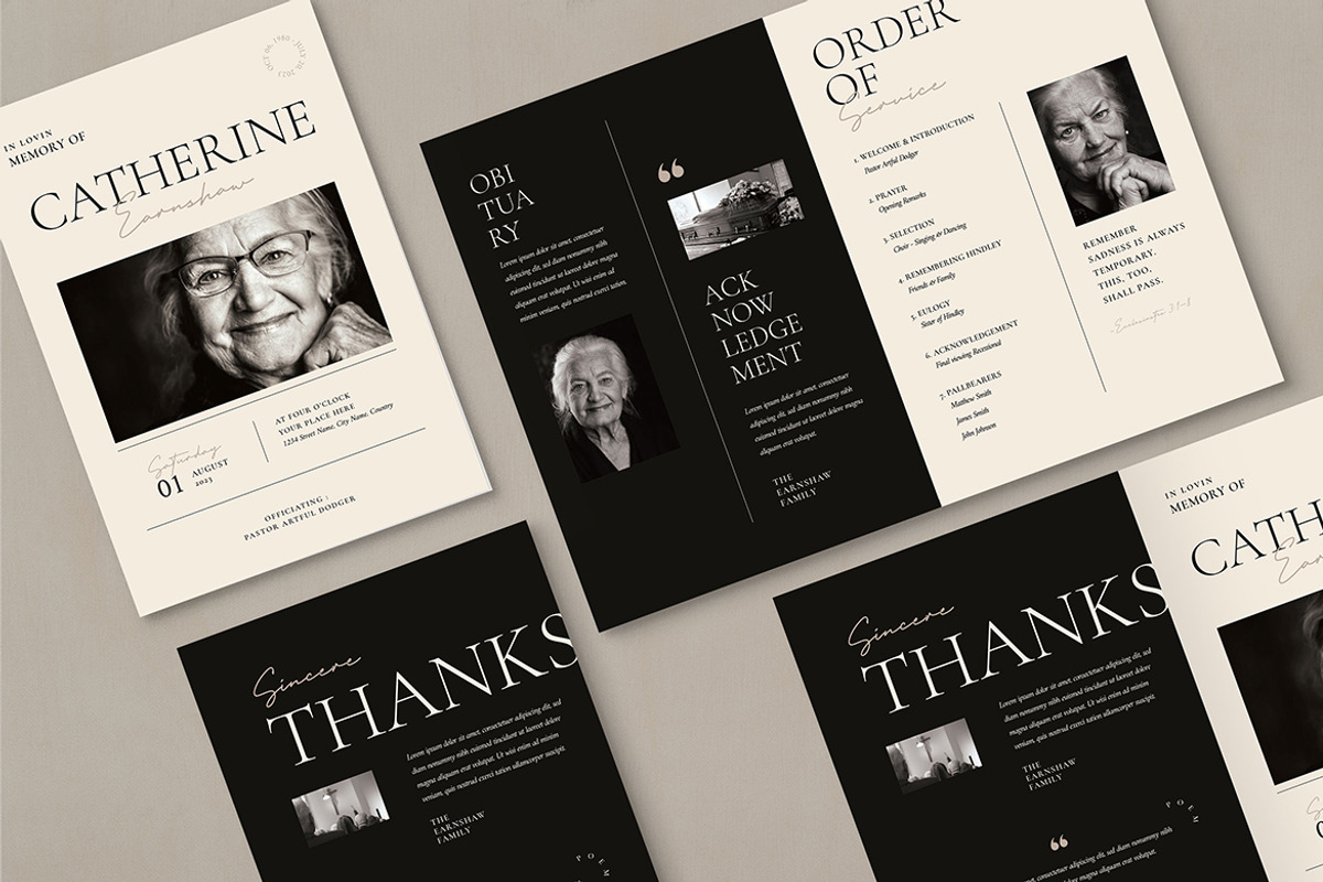 Minimalist Funeral Program Template, an Invitation Template by Vynetta (Photo 2 of 7)