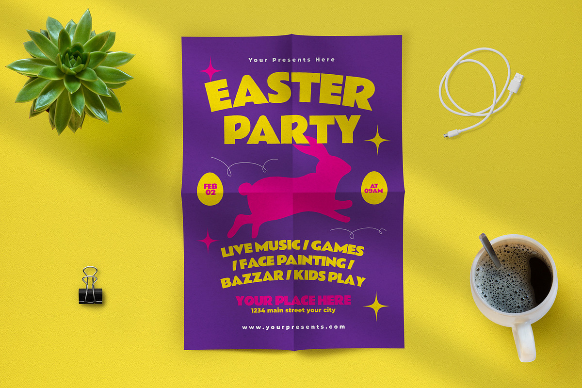 Purple Easter Party Flyer, a Flyer Template by lilyshop