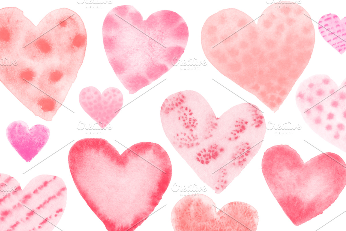 Watercolor heart Photoshop brushes, a Brush Add-On by Little Bean (Photo 4 of 5)