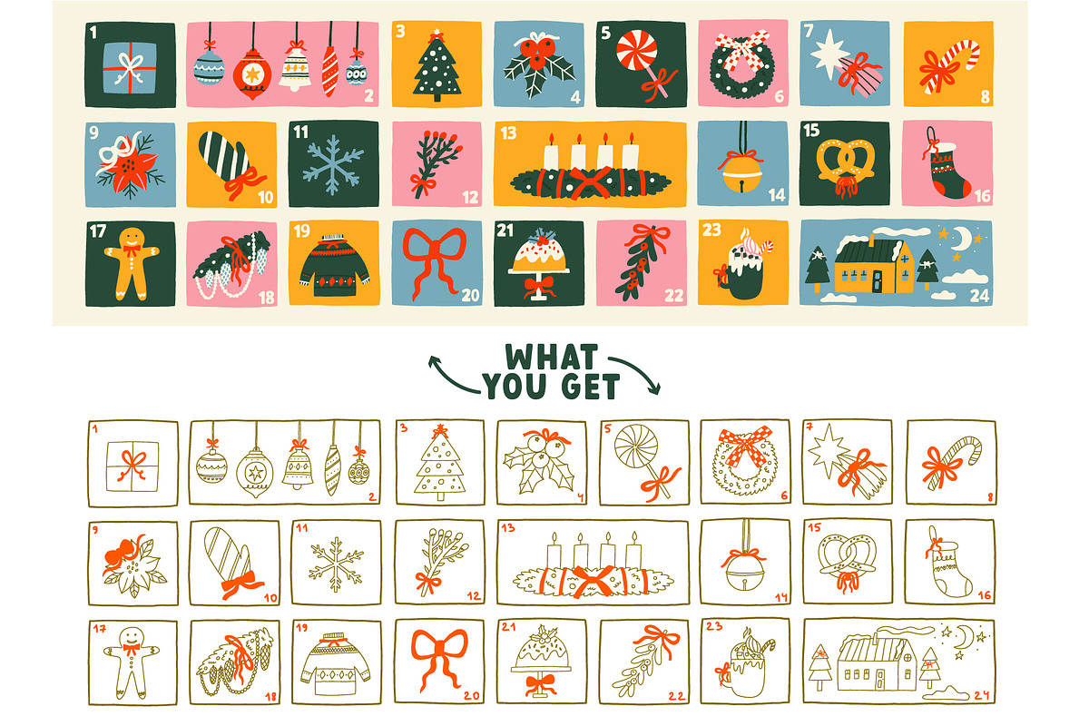 Christmas Advent Calendar Elements, an Object Graphic by AnkaDrozd (Photo 5 of 7)