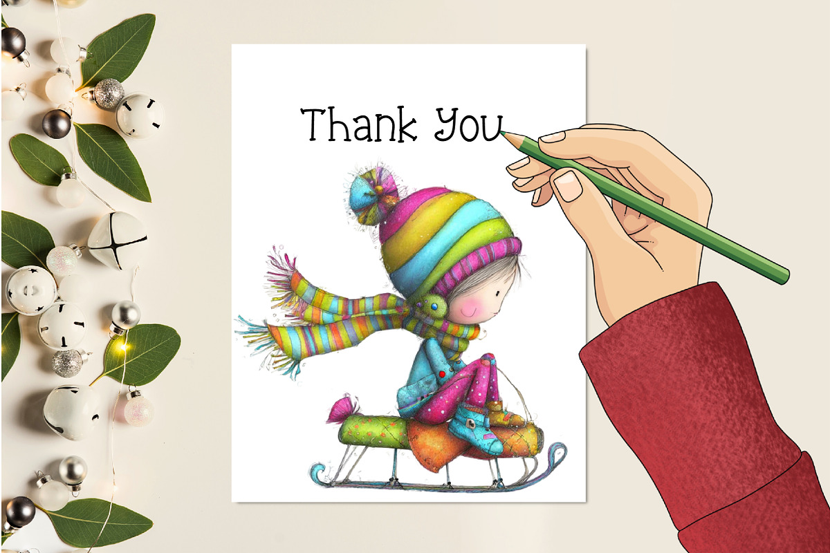 Whimsical Christmas Baby Kid Clipart, an Illustration by Creative Art (Photo 10 of 11)