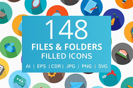 148 Files & Folders Flat Icons, an Outline Icon by IconBunny
