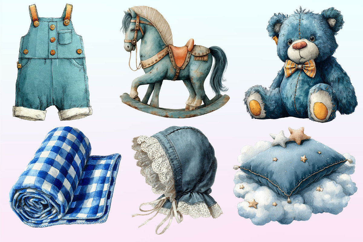 Blue Baby Boy Nursery Clipart, a Graphic by CitraGraphics (Photo 2 of 4)