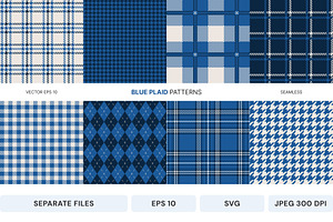 Seamless vector blue plaid patterns, a Pattern Graphic by SappiStudio