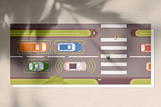 Autonomous smart cars scanning road, a Transportation Illustration by Good Studio (Thumbnail 3 of 3)