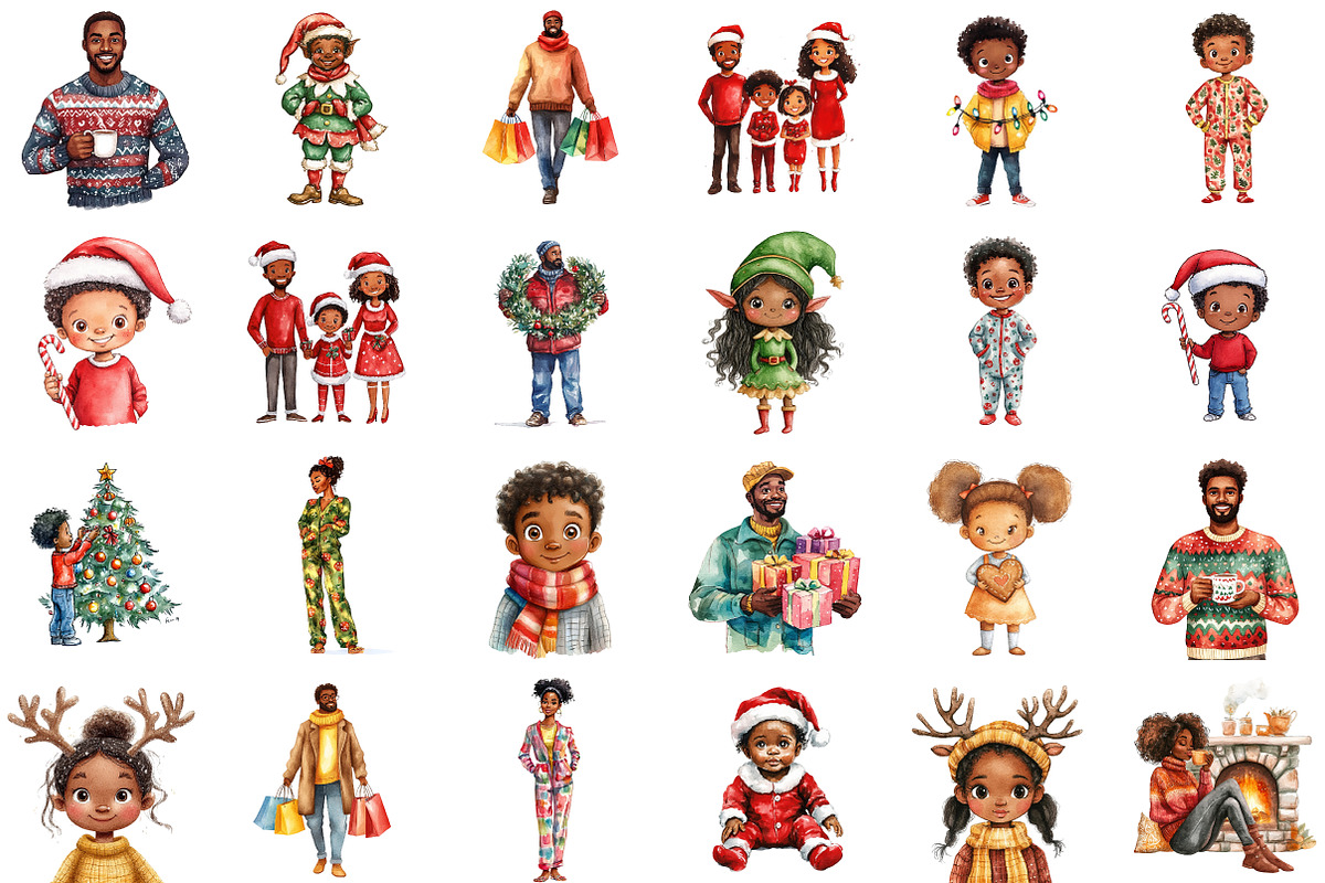 Christmas African American Clipart, an Illustration by Sublimation Artist (Photo 2 of 6)