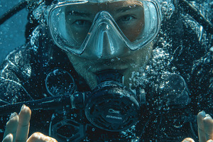 Underwater Scuba Diver Ok Sign Ocean, a Photo by Pixeness Studio