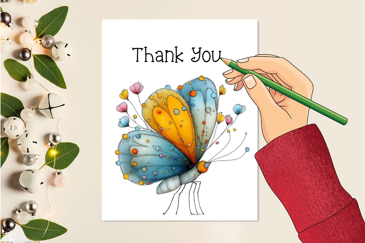 Whimsical Summer Butterfly Clipart, an Animal Illustration by Creative Art (Photo 7 of 8)