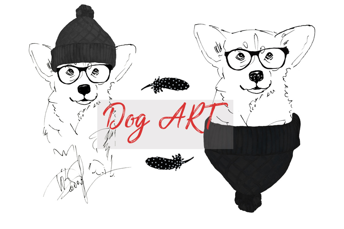 Dog black and white, an Illustration by JuliaFast (Photo 1 of 4)
