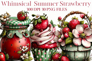 Whimsical Summer strawberry clipart, an Illustration by Designworld