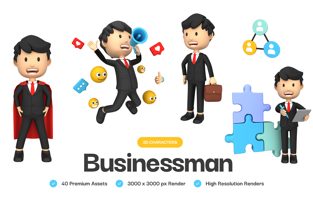 Businessman 3D Illustrations, a Work Illustration by Vectors Market (Photo 1 of 8)