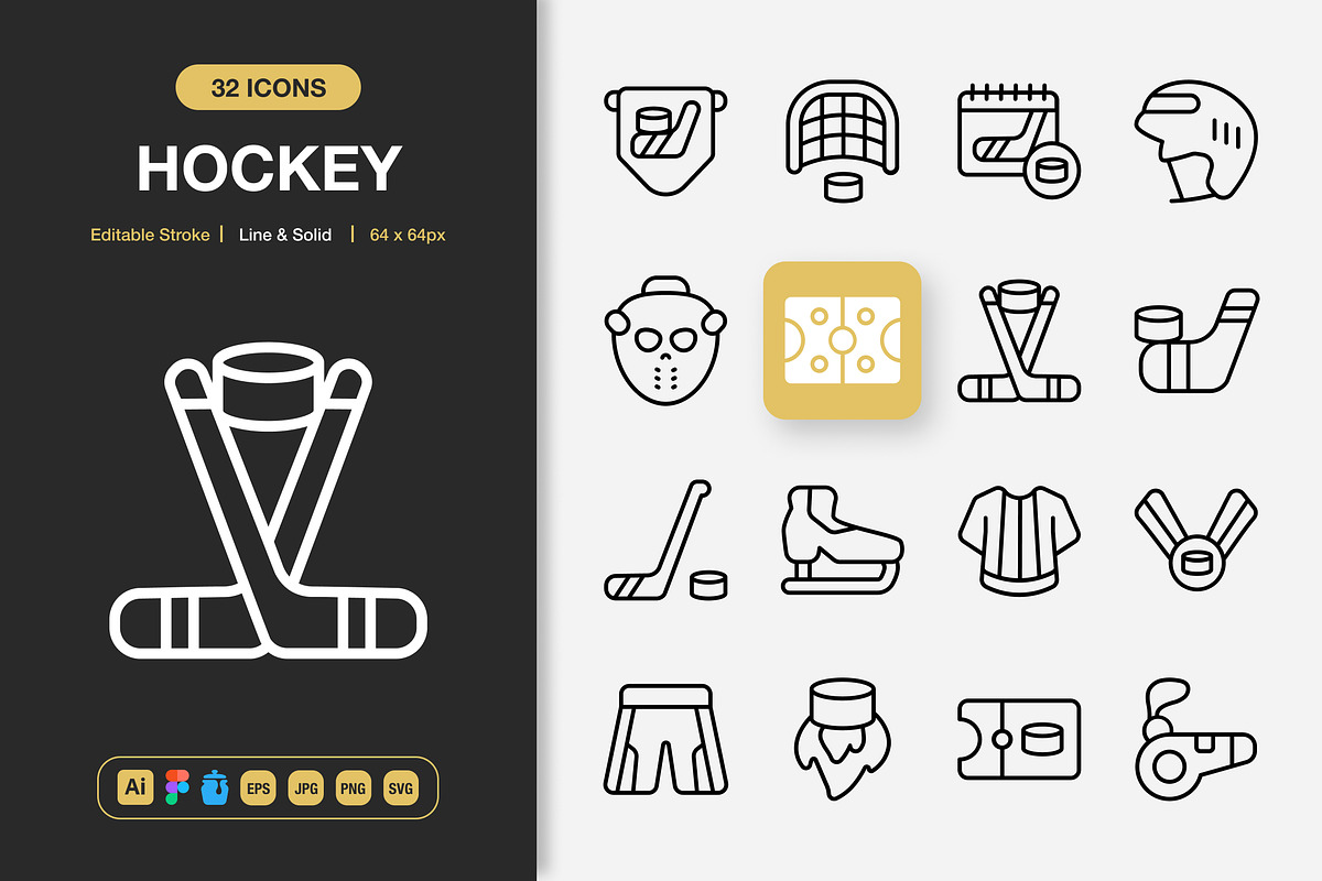 Hockey Icons, an Icon by Spacepixel Creative (Photo 1 of 3)