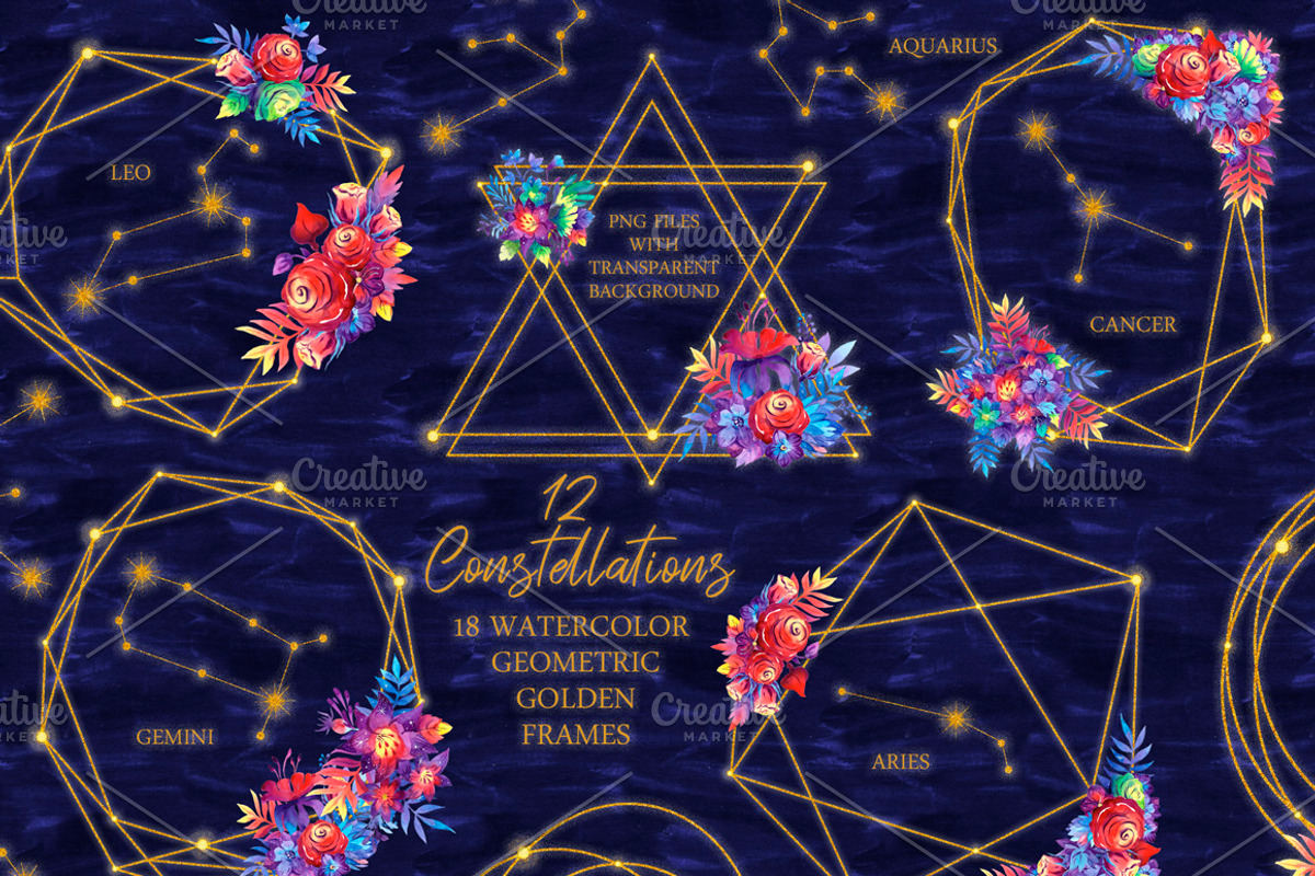Galaxy floral watercolor collection, a Texture Illustration by UlitkaStudio (Photo 7 of 27)