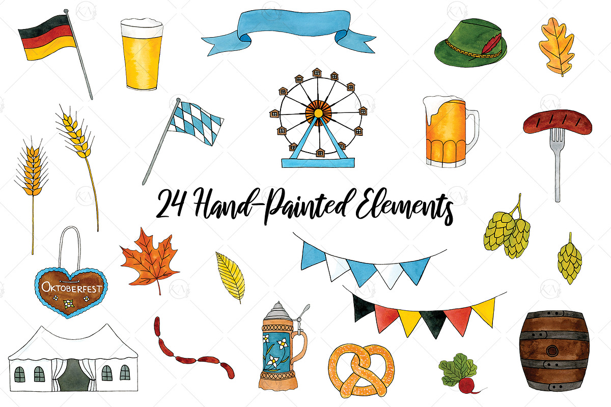 Oktoberfest Watercolor Graphics, an Illustration by Kileen Nicole Art (Photo 2 of 5)