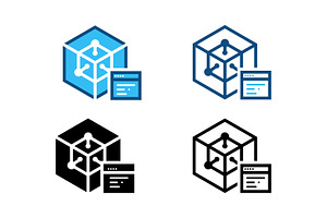 3D Network Cube Icon Set Pack