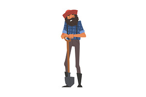 Male Prospector With Spade, Bearded