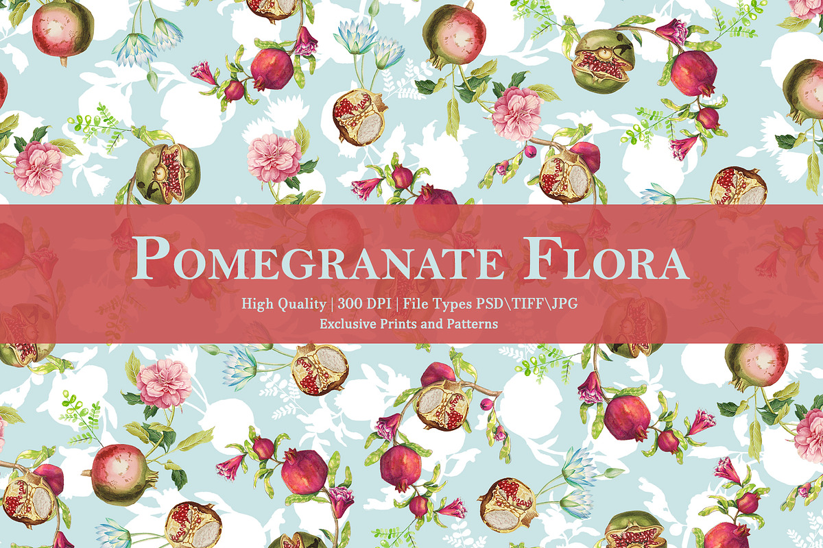 Pomegranate Flora Prints & Patterns, a Pattern Graphic by GND ART STUDIO (Photo 1 of 8)