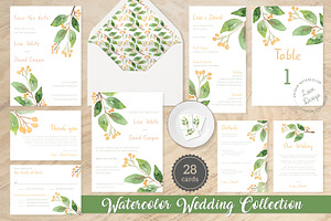 Floral Watercolor Wedding Suite