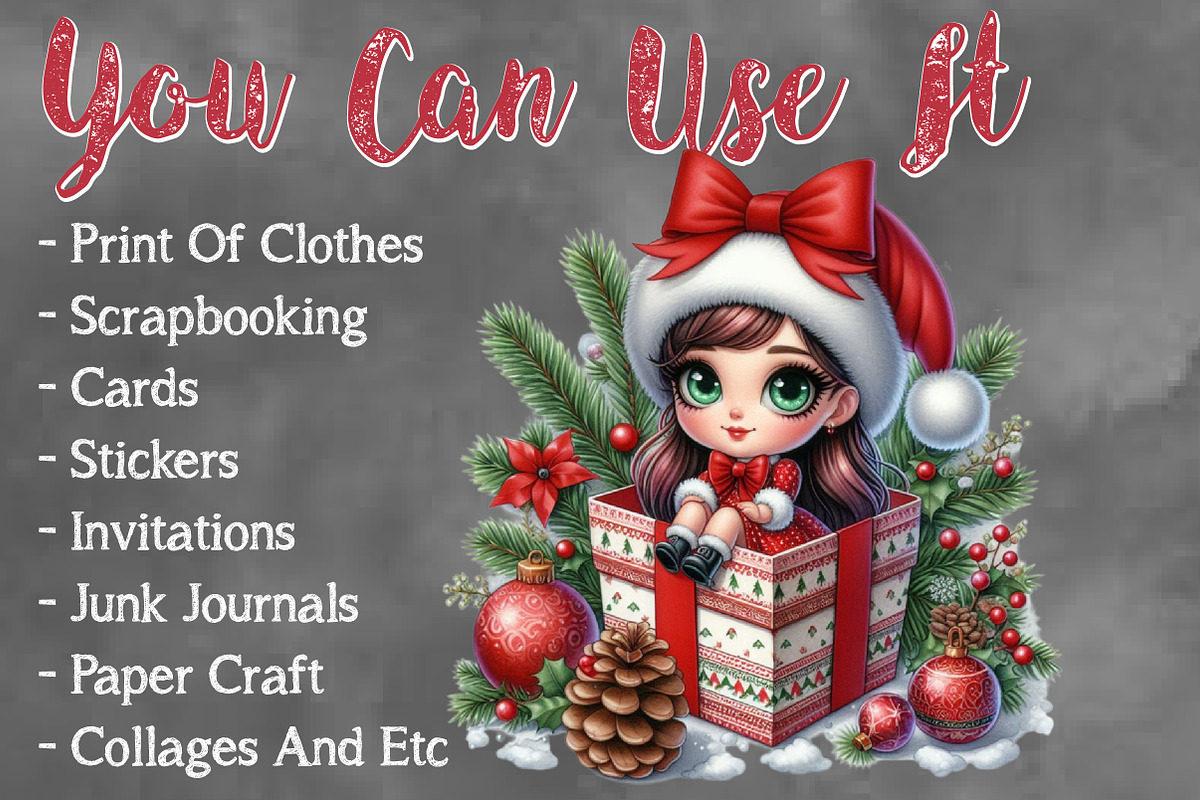 Christmas Gril Sublimation Clipart, a Seasonal Illustration by Craft Nest (Photo 5 of 5)