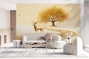 Abstract golden tree elk wallpaper, a Decorative Illustration by fei long (Thumbnail 4 of 10)