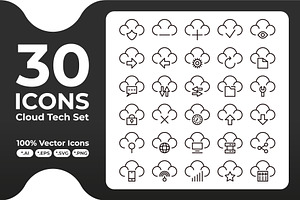 30 Icons Cloud Tech Set