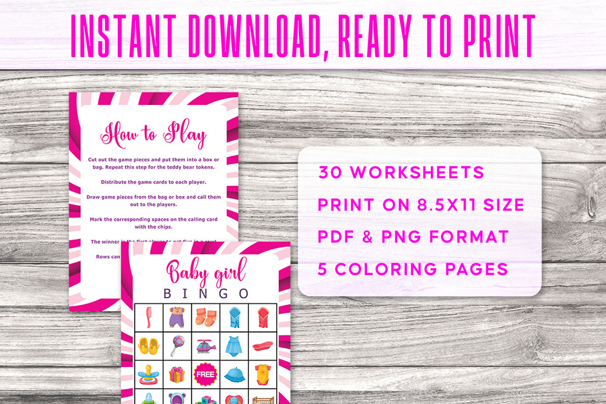 Baby Girl Bingo Game Printable, a Print Template by Graphicsnext (Photo 4 of 4)