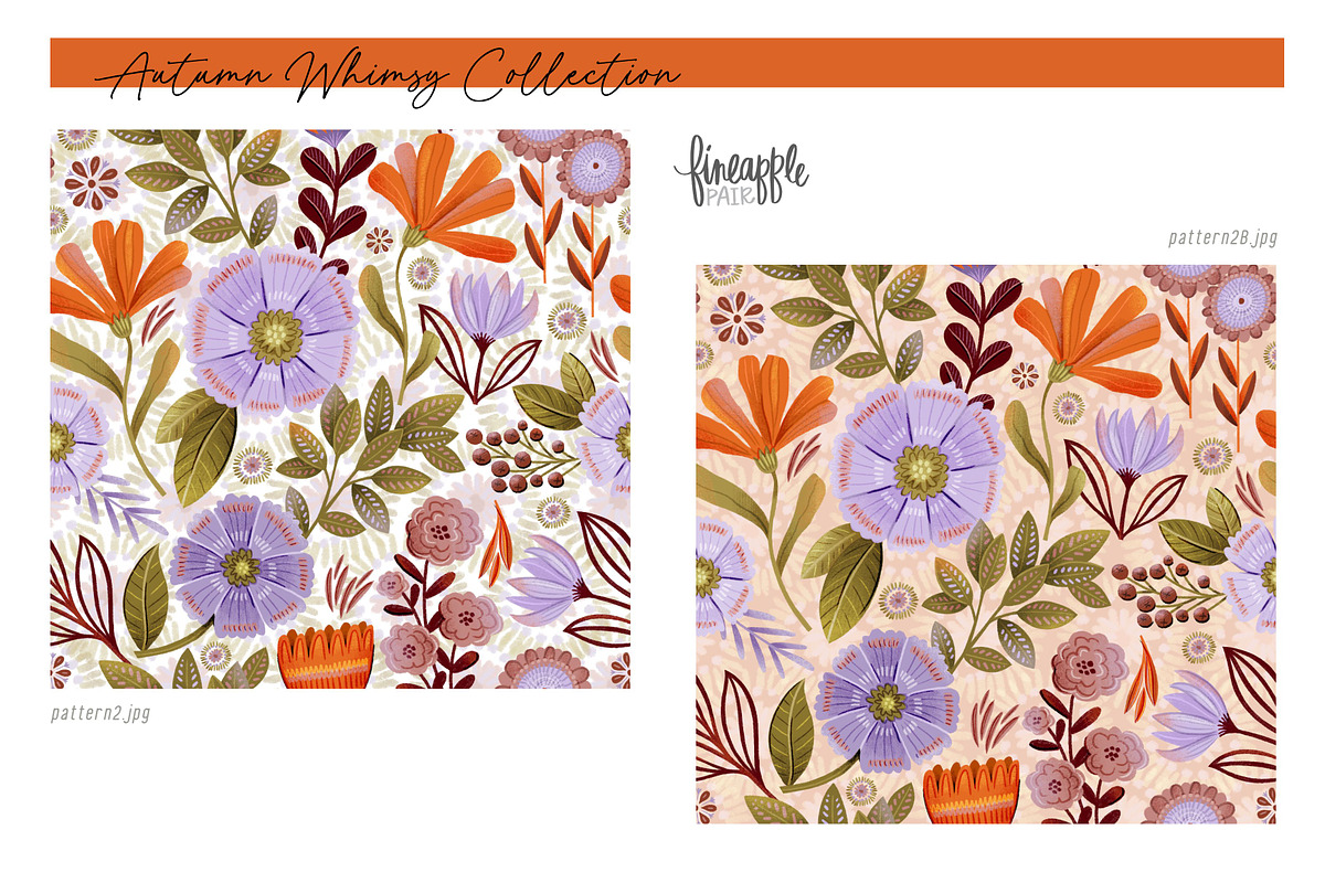 Fall Floral Seamless Patterns, a Pattern Graphic by FINEAPPLE (Photo 7 of 11)