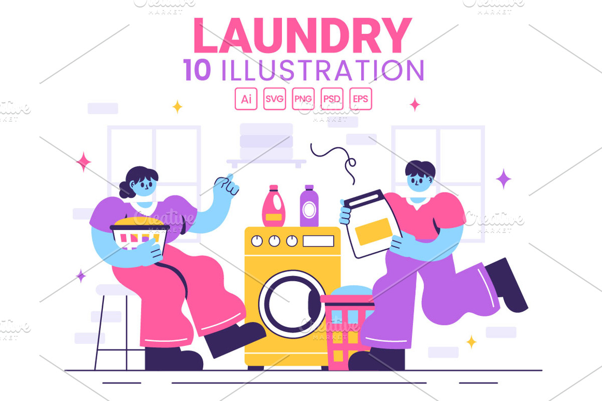 10 Laundry Room Illustration, a Person Illustration by denayunebgt (Photo 1 of 4)