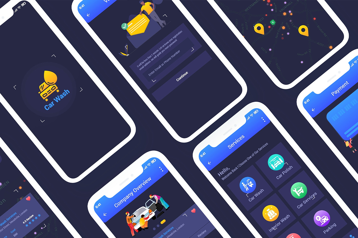 CarWash Servicing Mobile App UI Kit, an UI Kit Template by RiveupDigital (Photo 3 of 3)